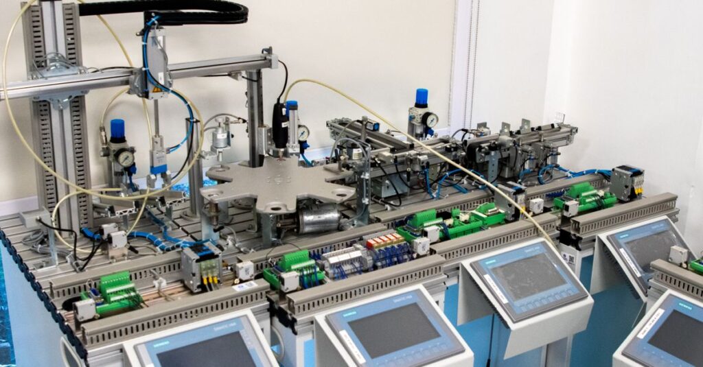 Advanced industrial machinery for automation and control in a laboratory setting.